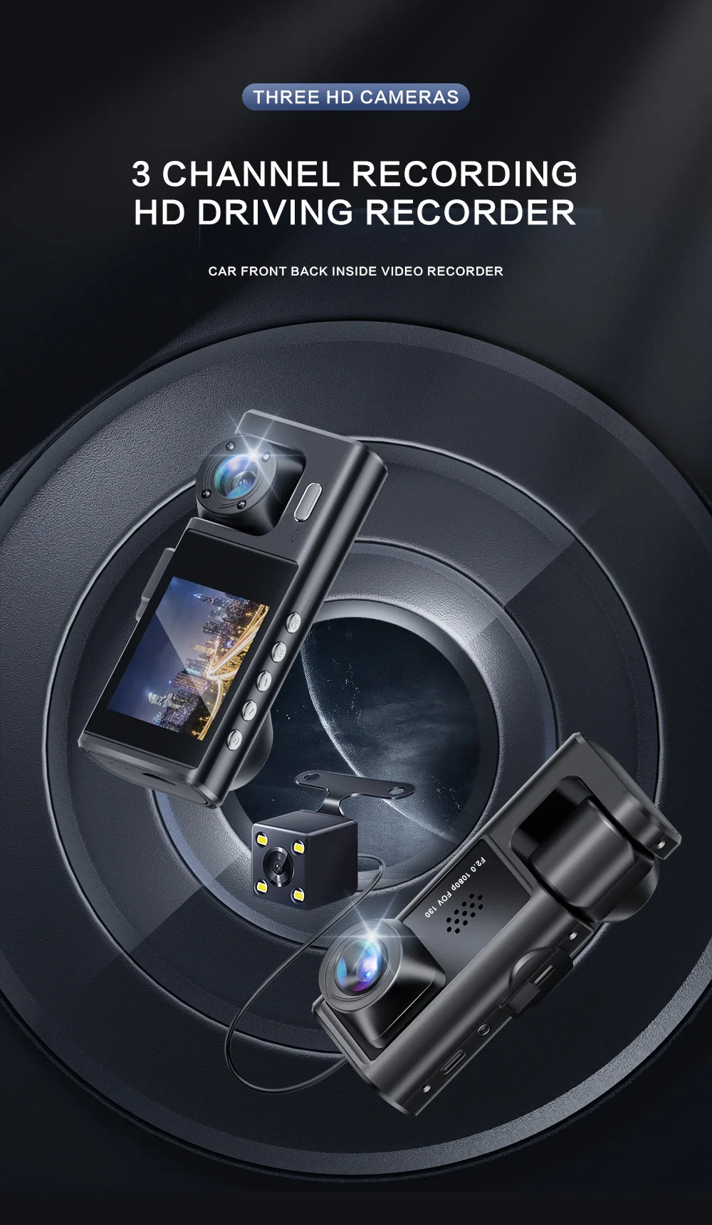 1080P Dual Camera Dash Cam - front view