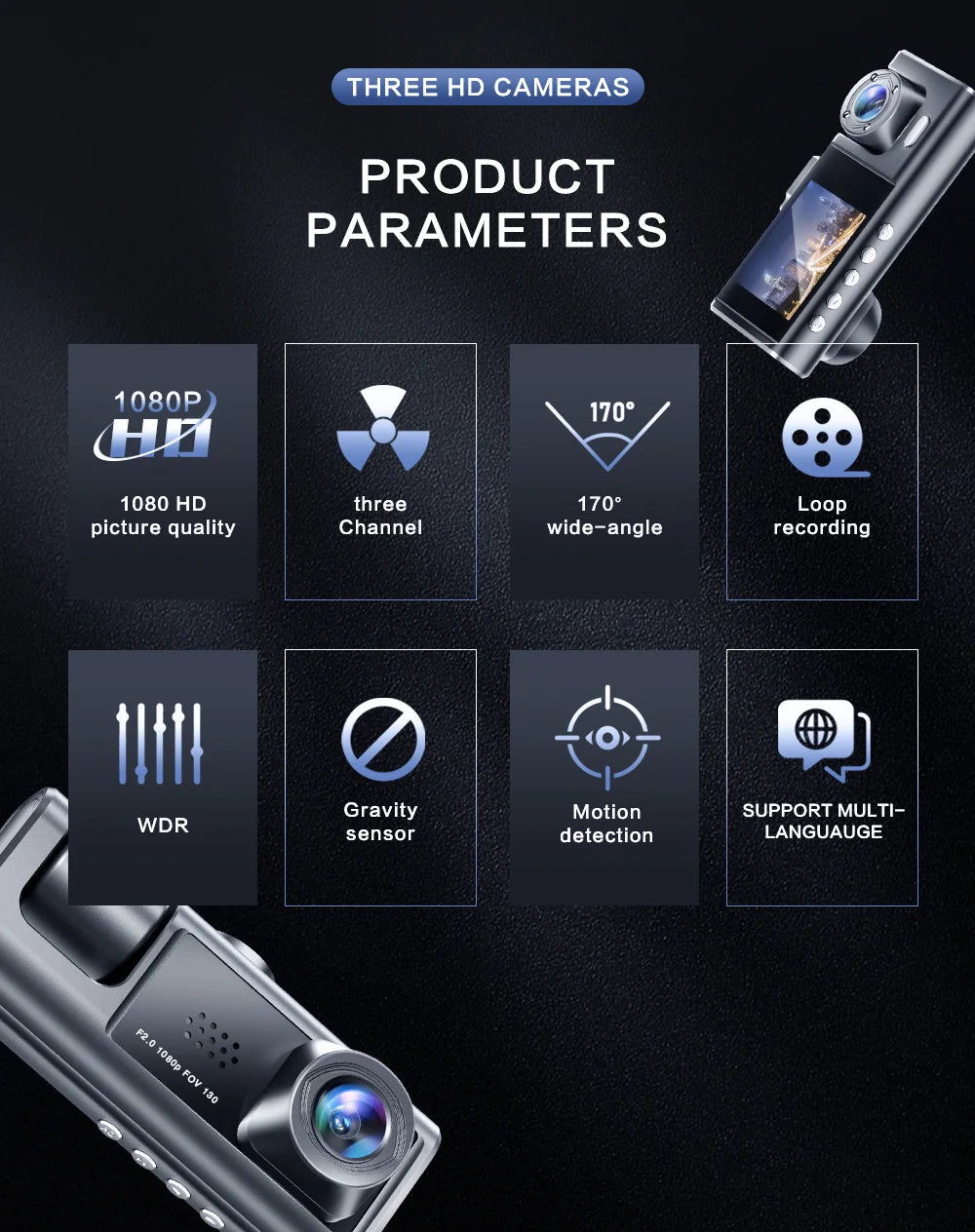 1080P Dual Camera Dash Cam - specifications